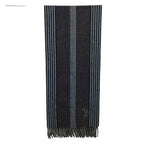 Louis Vuitton Cashmere Wool Striped Fringe Scarf LV Logo Embroidery Gray — view 2