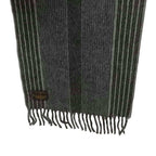 Louis Vuitton Cashmere Wool Striped Fringe Scarf LV Logo Embroidery Gray — view 5