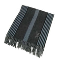 Louis Vuitton Cashmere Wool Striped Fringe Scarf LV Logo Embroidery Gray