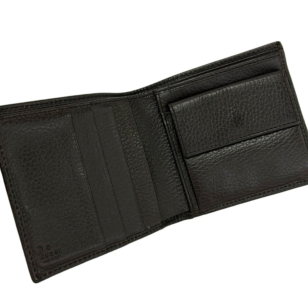 Gucci Bifold Wallet Beige Dark Brown Leather — view 3
