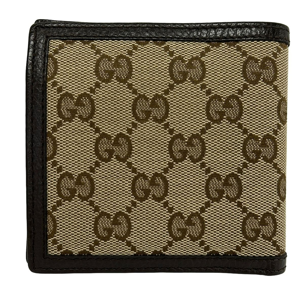 Gucci Bifold Wallet Beige Dark Brown Leather — view 2