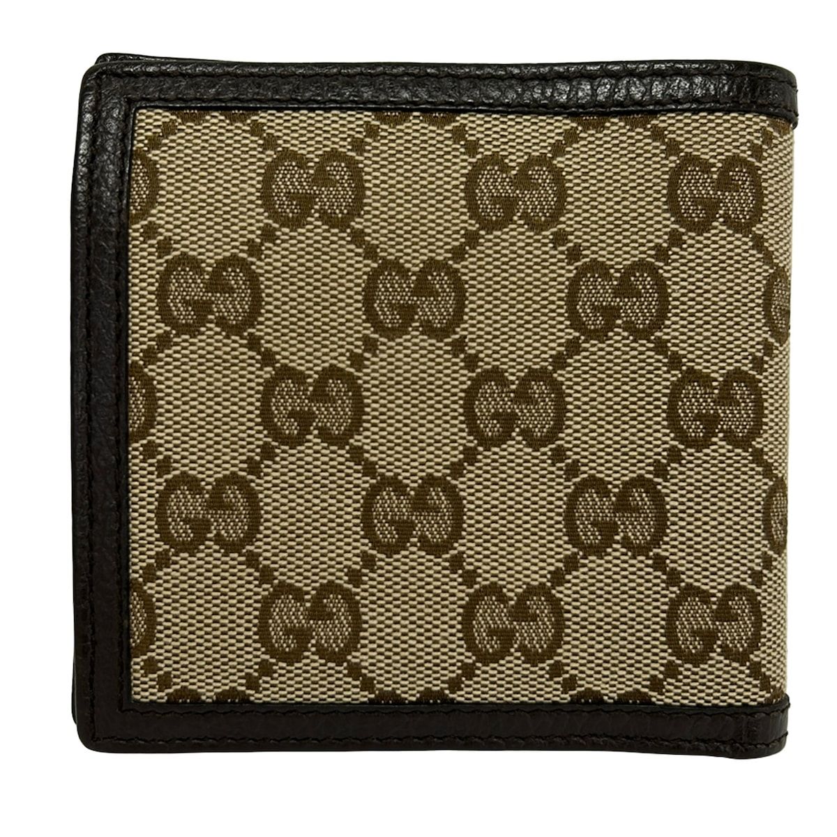 Gucci Bifold Wallet Beige Dark Brown Leather — view 2