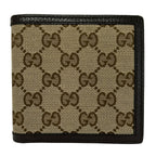 Gucci Bifold Wallet Beige Dark Brown Leather