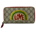 Gucci Wallet Courier GG Plus Supreme Gray Beige Dark Multi Leather