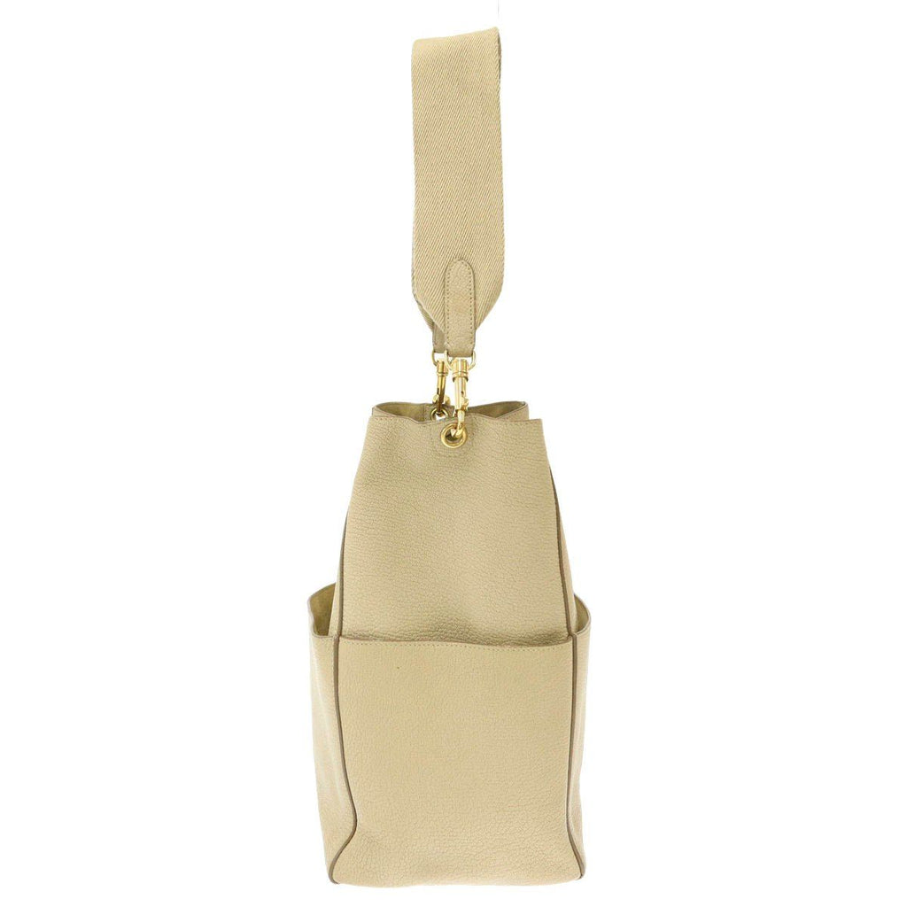 Celine Sangles Bucket Shoulder Leather Bag Beige — view 3