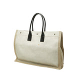Saint Laurent Rive Gauche Tote Bag White Beige Canvas Hemp Linen — view 2