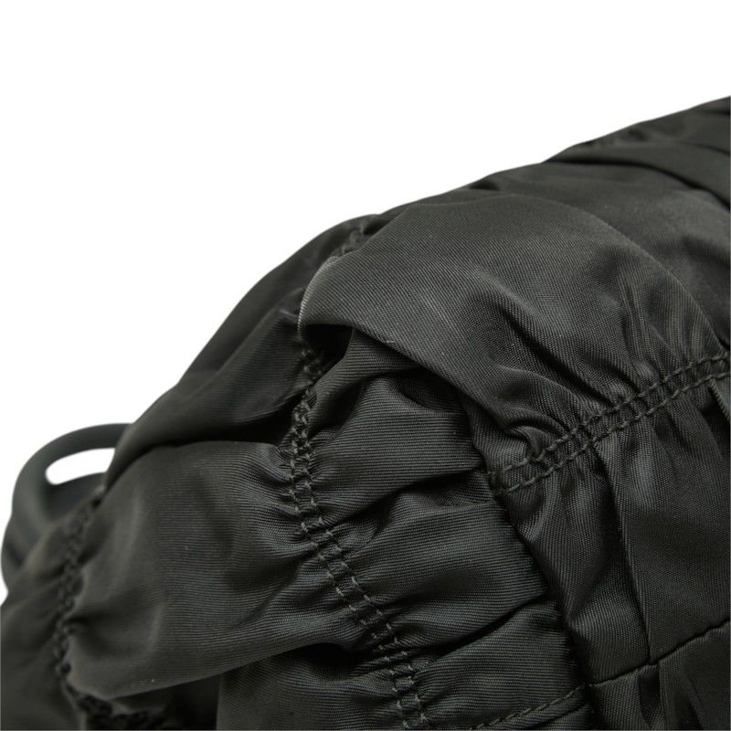 Prada Gathered Handbag Black Nylon Leather — view 5