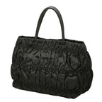 Prada Gathered Handbag Black Nylon Leather — view 2