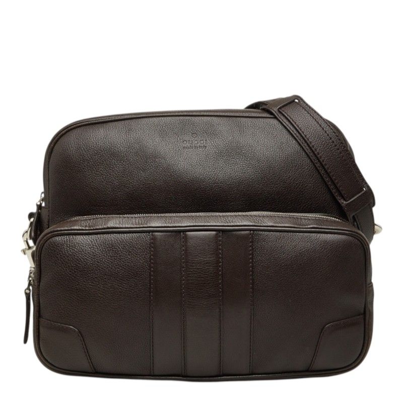 Gucci Crossbody Shoulder Bag Dark Brown Leather