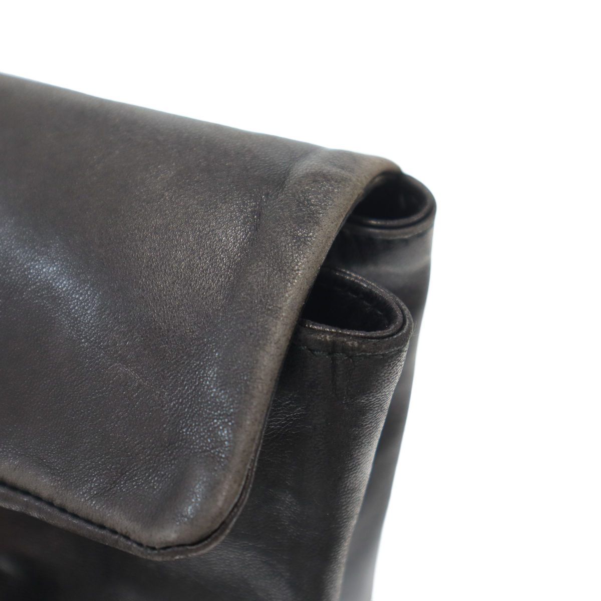 Prada Buckle Strap Leather Handbag Black — view 8