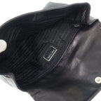 Prada Buckle Strap Leather Handbag Black — view 6