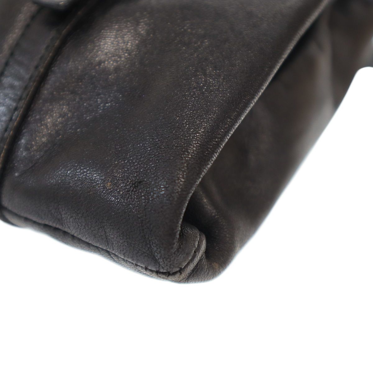 Prada Buckle Strap Leather Handbag Black — view 7