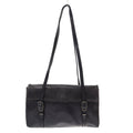 Prada Buckle Strap Leather Handbag Black