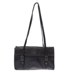 Prada Buckle Strap Leather Handbag Black