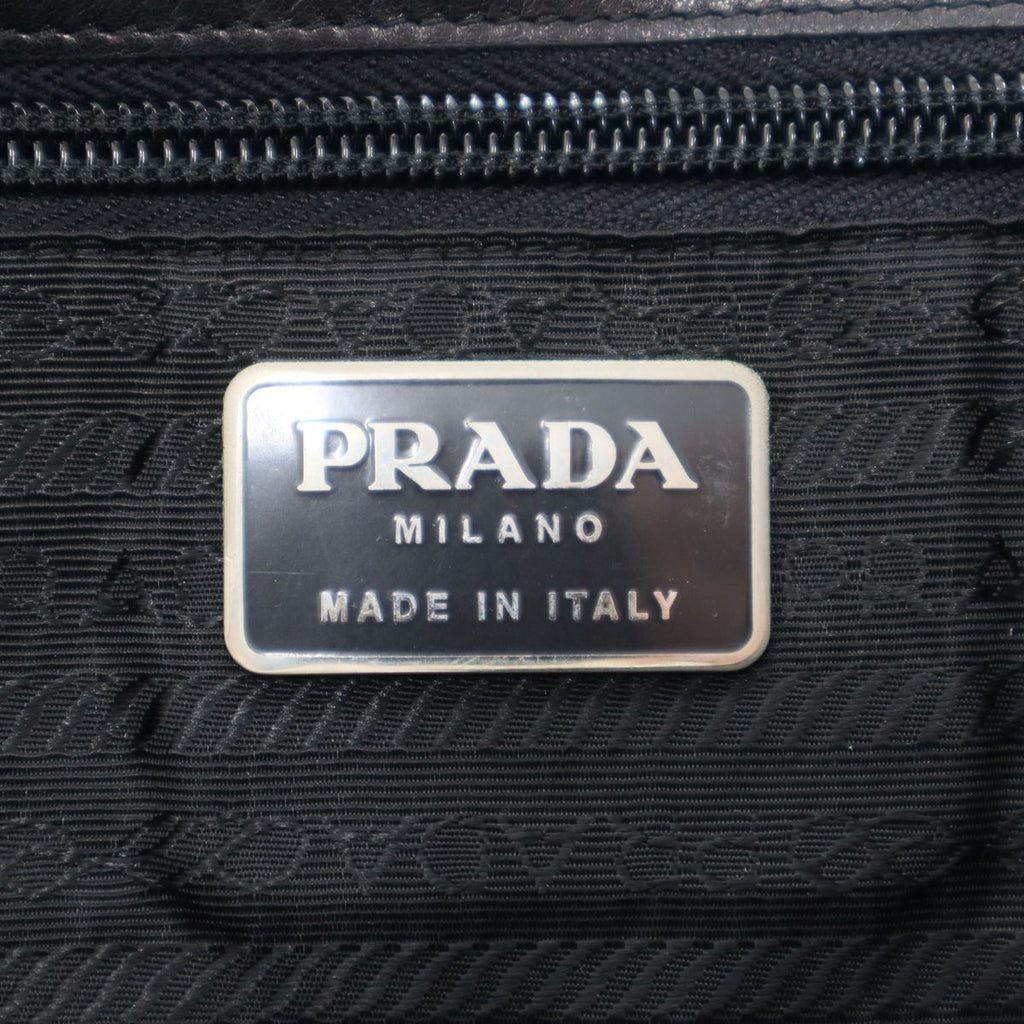Prada Buckle Strap Leather Handbag Black — view 5
