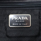 Prada Buckle Strap Leather Handbag Black — view 5