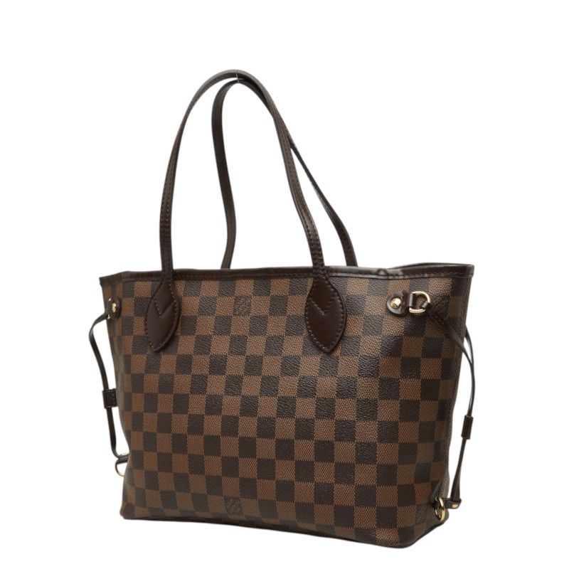 Louis Vuitton Damier Neverfull PM Tote Bag Brown Leather — view 2