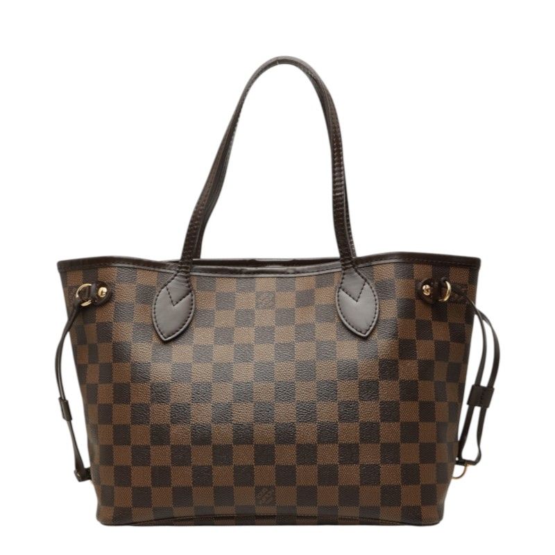 Louis Vuitton Damier Neverfull PM Tote Bag Brown Leather