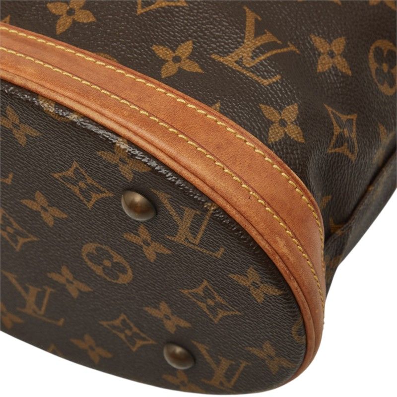 Louis Vuitton Monogram Petite Bucket PM Tote Shoulder Bag Brown Leather — view 5