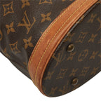 Louis Vuitton Monogram Petite Bucket PM Tote Shoulder Bag Brown Leather — view 4