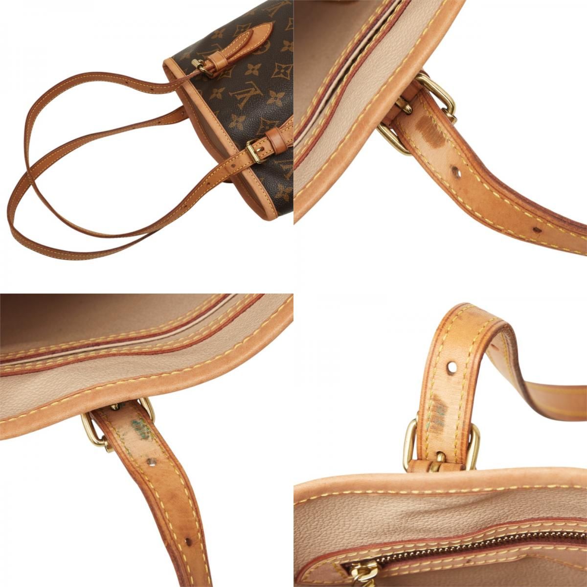 Louis Vuitton Monogram Petite Bucket PM Tote Shoulder Bag Brown Leather — view 8