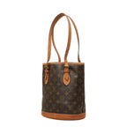 Louis Vuitton Monogram Petite Bucket PM Tote Shoulder Bag Brown Leather — view 2