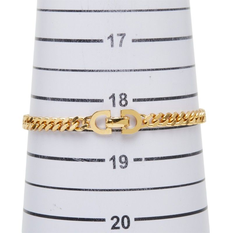 Dior Plate Chain Bracelet Gold Plated Rhinestone — view 7