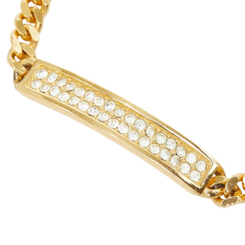 Dior Plate Chain Bracelet Gold Plated Rhinestone — view 3
