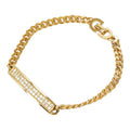 Dior Plate Chain Bracelet Gold Plated Rhinestone