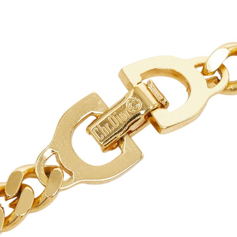 Dior Plate Chain Bracelet Gold Plated Rhinestone — view 5