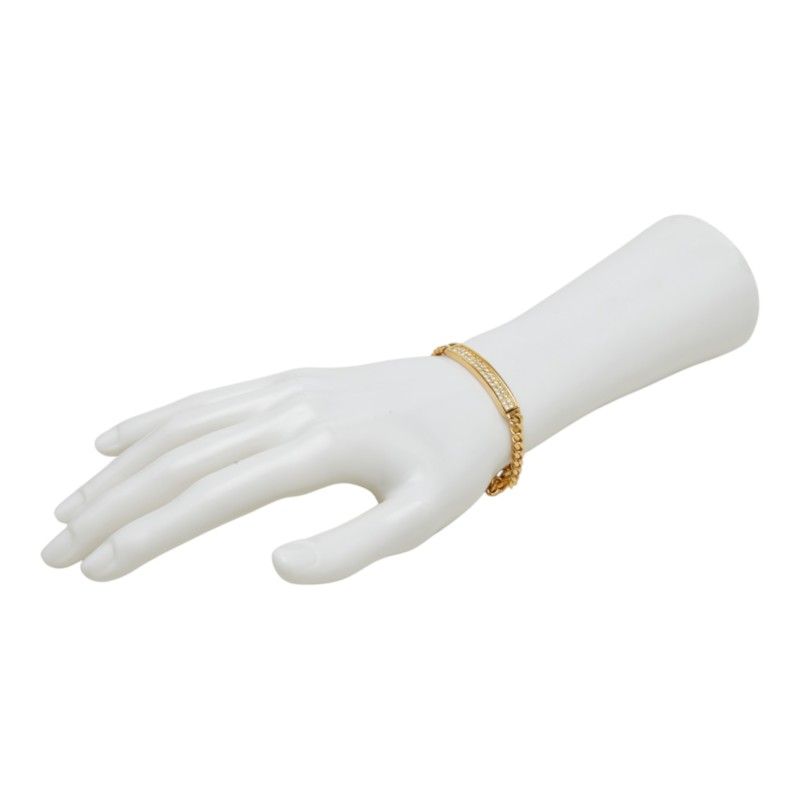 Dior Plate Chain Bracelet Gold Plated Rhinestone — view 6