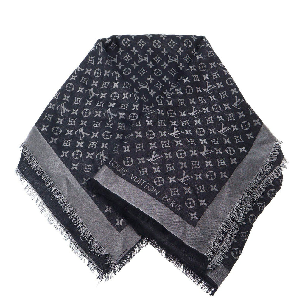 Louis Vuitton Shawl Monogram Shine Navy Silver Scarf — view 3