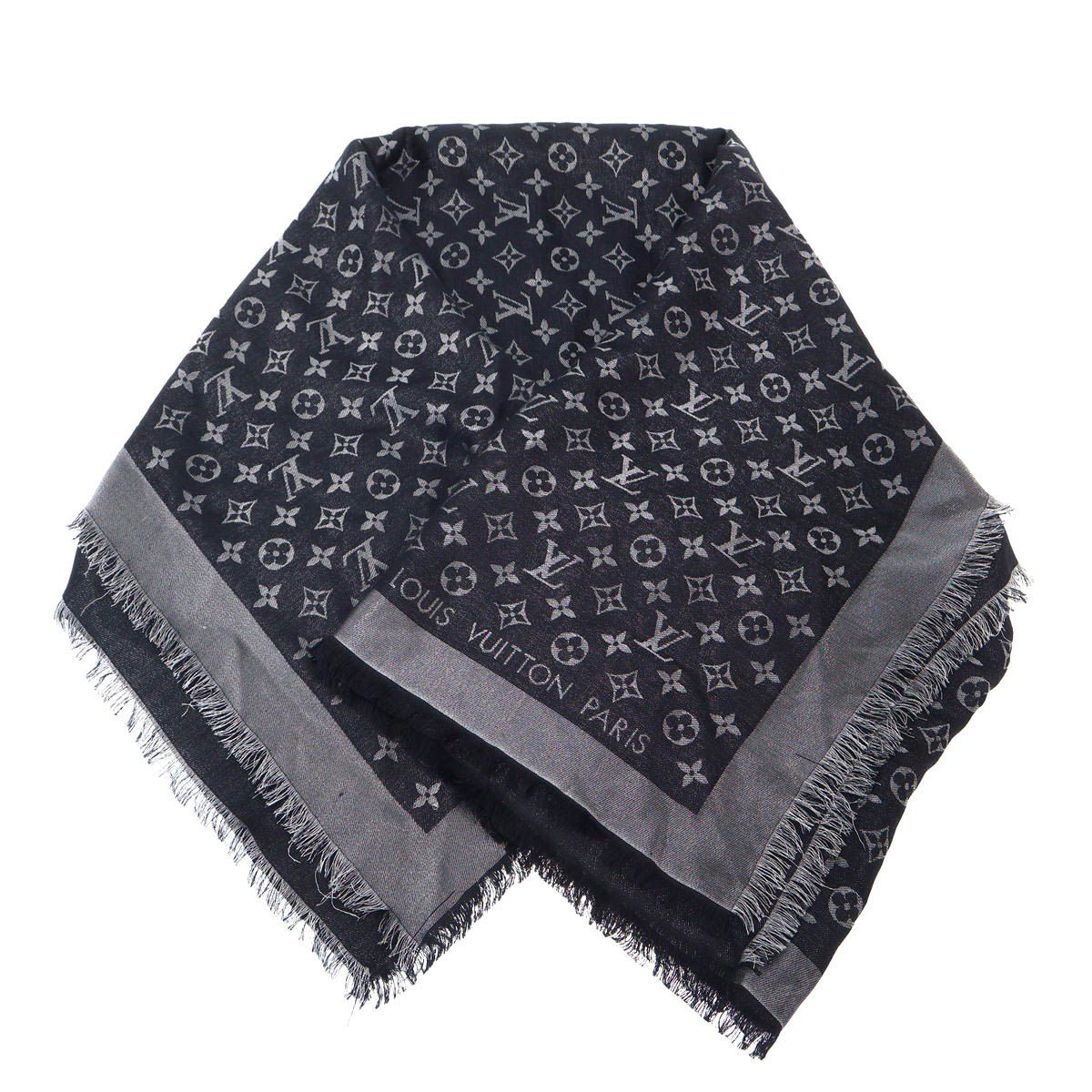 Louis Vuitton Shawl Monogram Shine Navy Silver Scarf — view 3