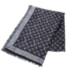 Louis Vuitton Shawl Monogram Shine Navy Silver Scarf