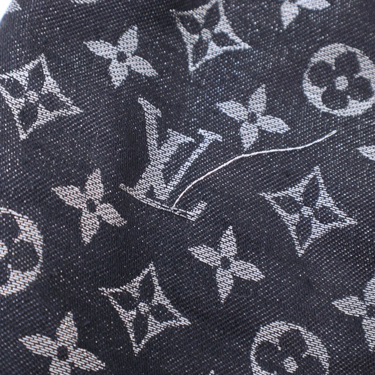 Louis Vuitton Shawl Monogram Shine Navy Silver Scarf — view 8