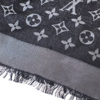 Louis Vuitton Shawl Monogram Shine Navy Silver Scarf — view 7