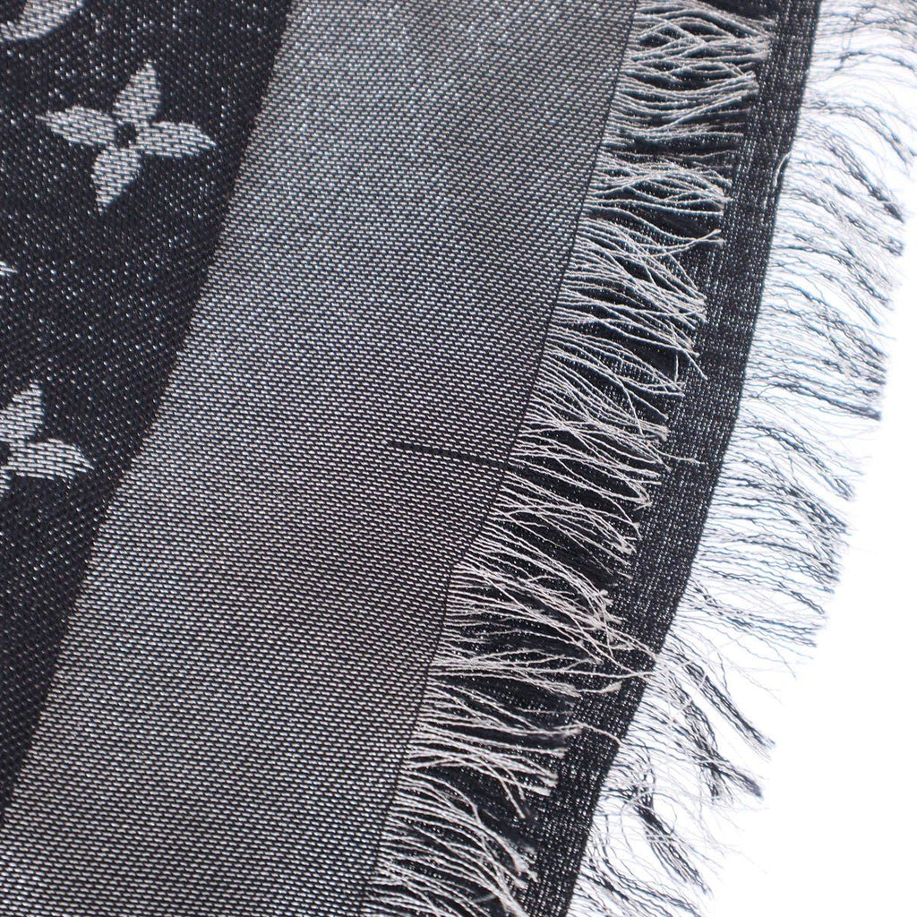 Louis Vuitton Shawl Monogram Shine Navy Silver Scarf — view 5