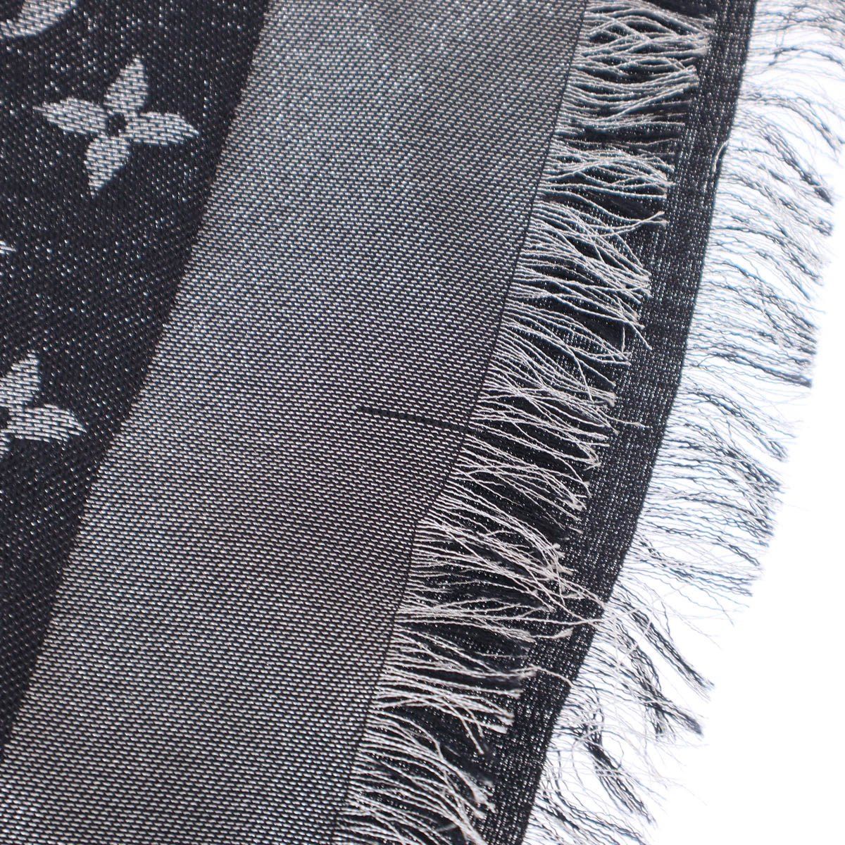 Louis Vuitton Shawl Monogram Shine Navy Silver Scarf — view 5