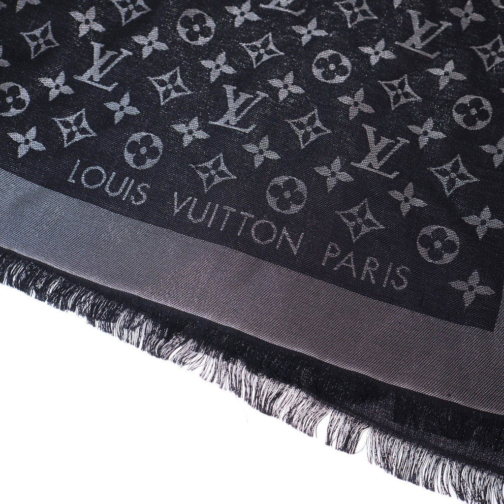 Louis Vuitton Shawl Monogram Shine Navy Silver Scarf — view 4