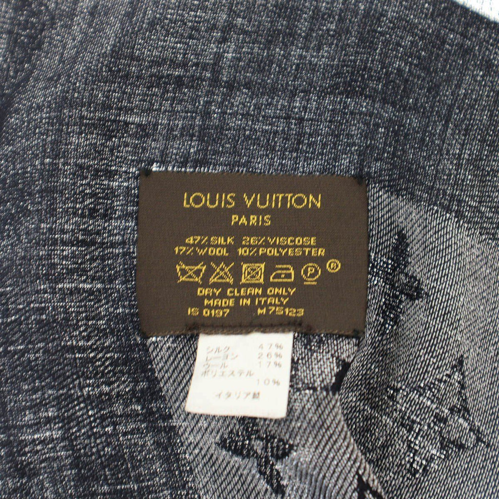 Louis Vuitton Shawl Monogram Shine Navy Silver Scarf — view 2
