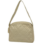 Chanel Shoulder Bag CC Logo Quilted Leather Cream