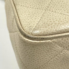 Chanel Shoulder Bag CC Logo Quilted Leather Cream — view 3