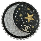 Chanel Brooch CC Logo Star Plastic Faux Pearl Black Silver