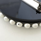 Chanel Brooch CC Logo Star Plastic Faux Pearl Black Silver — view 3