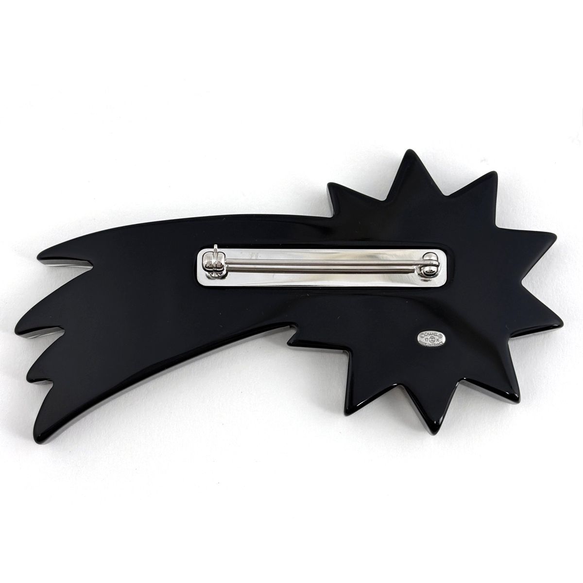 Chanel Brooch CC Logo Shooting Star Plastic Black Blue — view 2