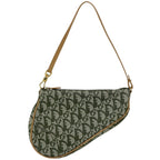 Dior Trotter Pattern Saddle Bag Canvas Green