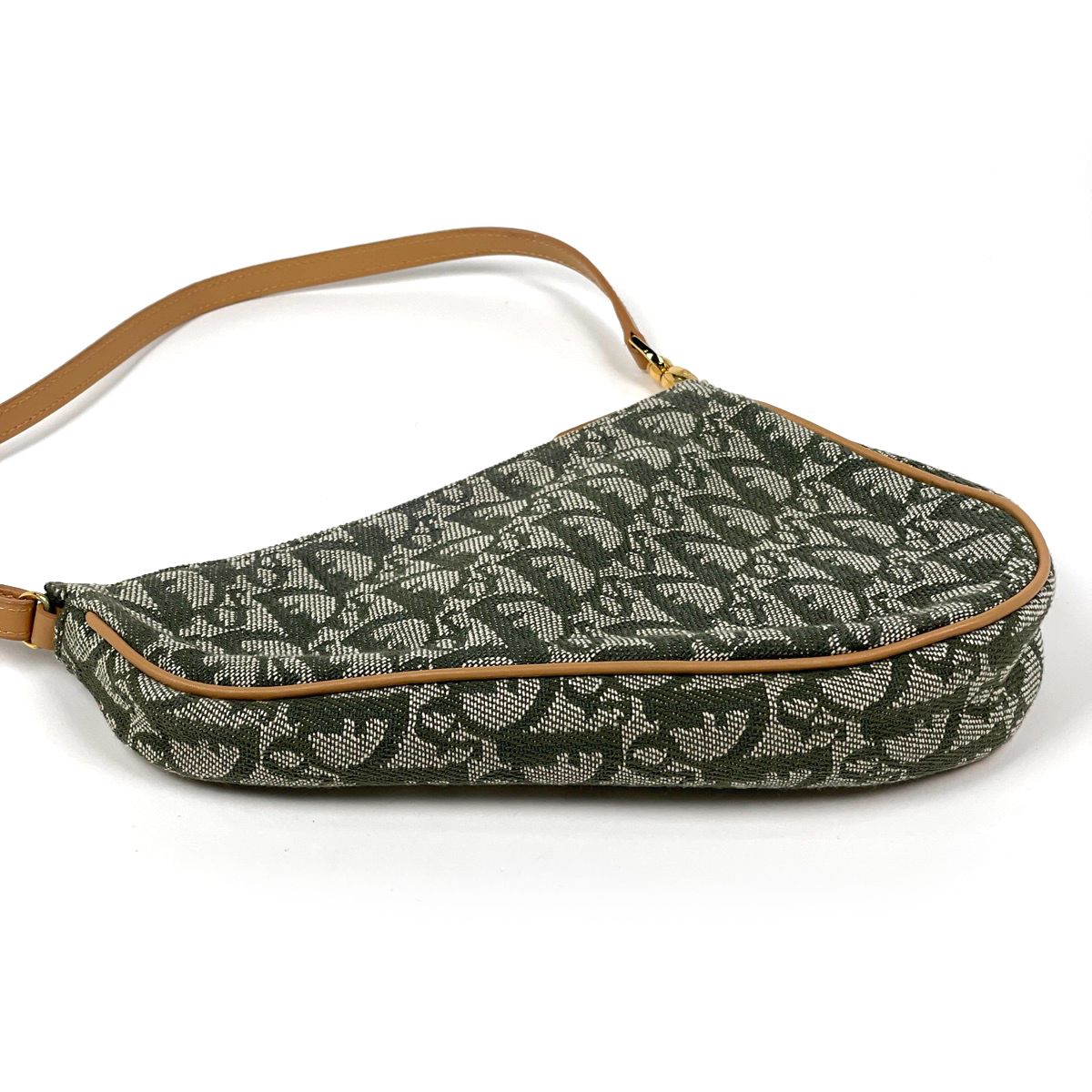 Dior Trotter Pattern Saddle Bag Canvas Green — view 2