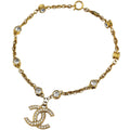 Chanel Necklace CC Logo Rhinestone Gold
