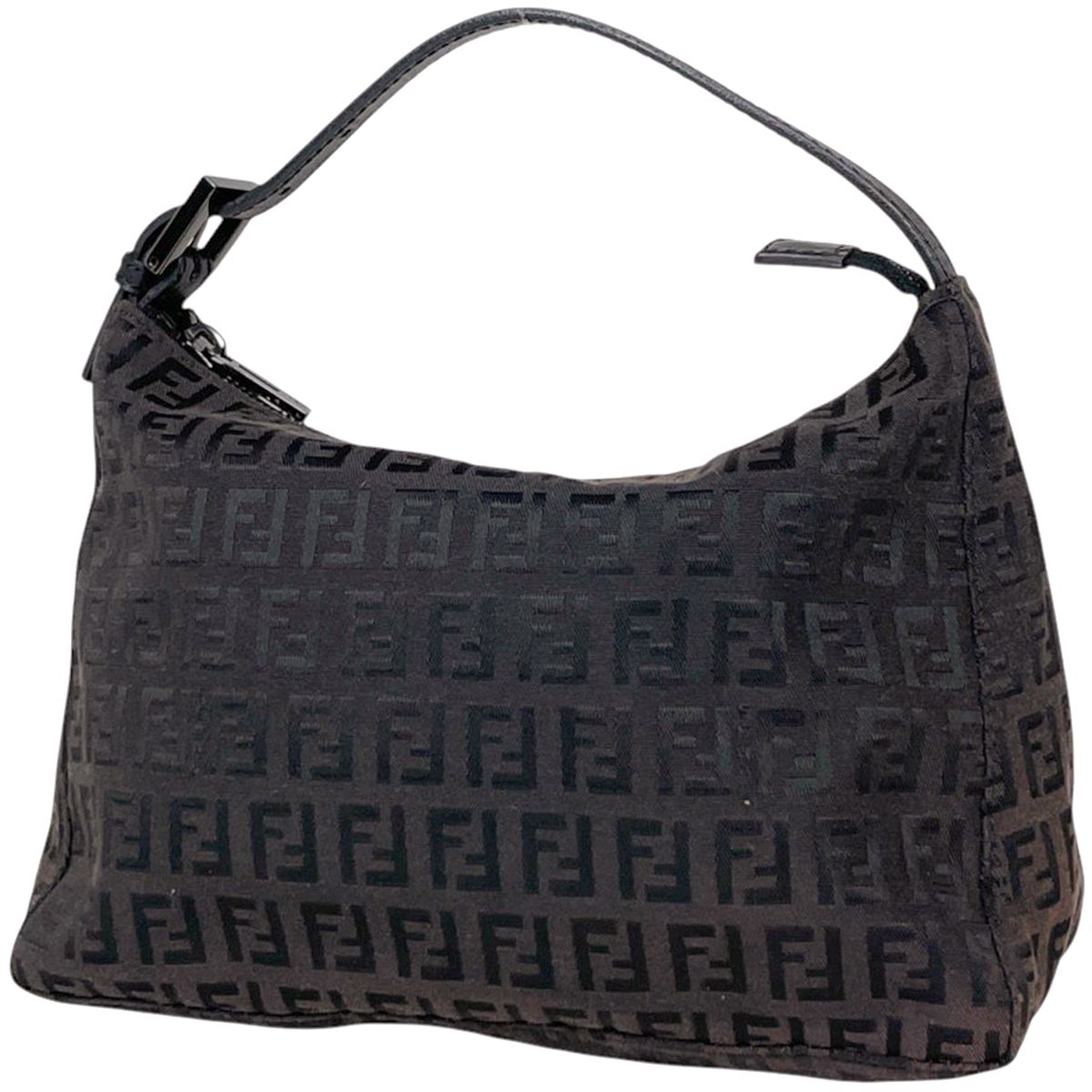 Fendi Handbag Zucchino Pattern Canvas Brown