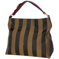 Fendi Shoulder Bag Pecan Pattern Canvas Brown Black